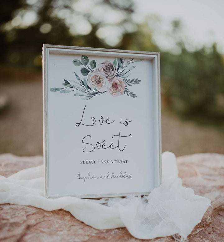 Boho Rose Wedding Love Is Sweet Sign Printable