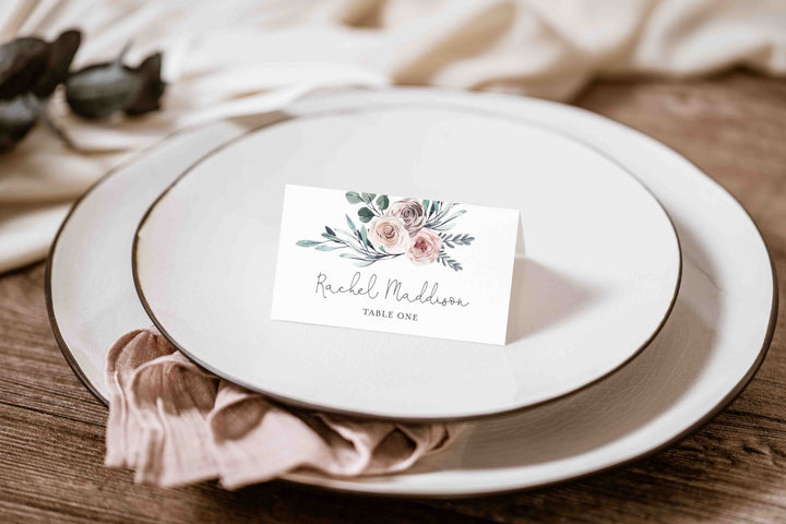 Boho Rose Wedding Place Card Printable
