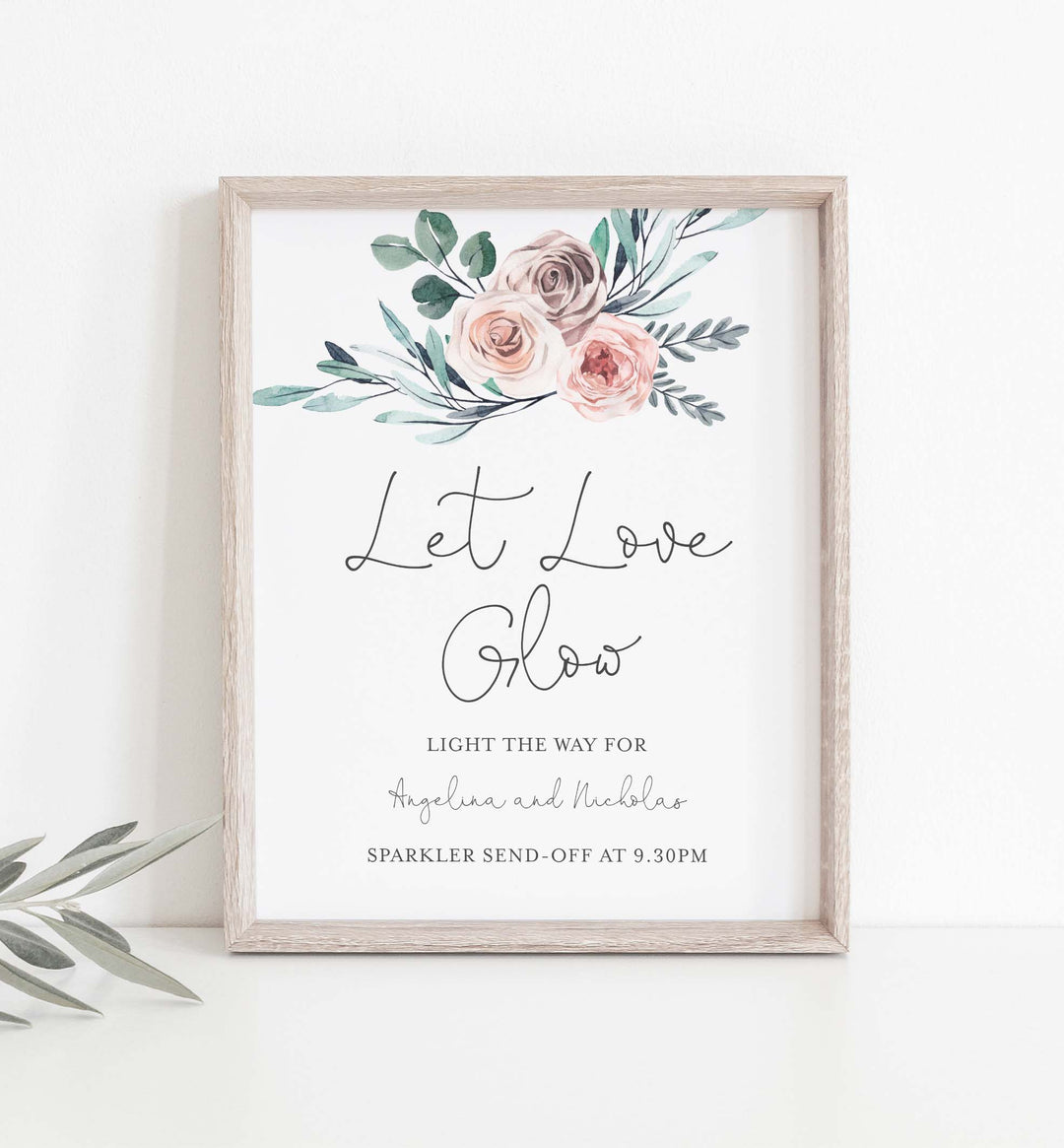 Boho Rose Wedding Sparkler Send Off Sign Printable