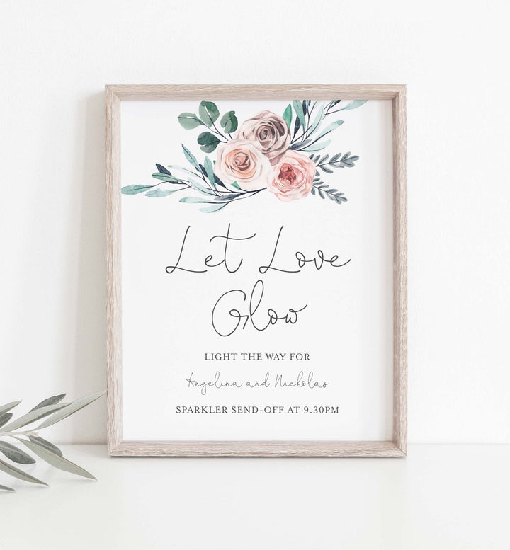 Boho Rose Wedding Sparkler Send Off Sign Printable