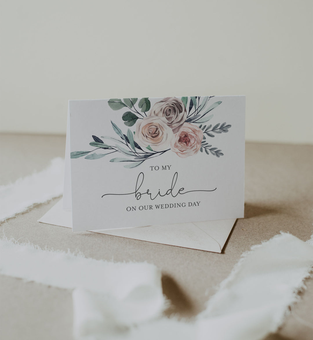 Boho Rose Wedding Day Card Printable