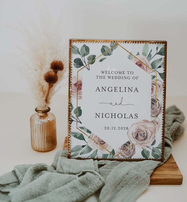 Boho Rose Wedding Welcome Sign Printable