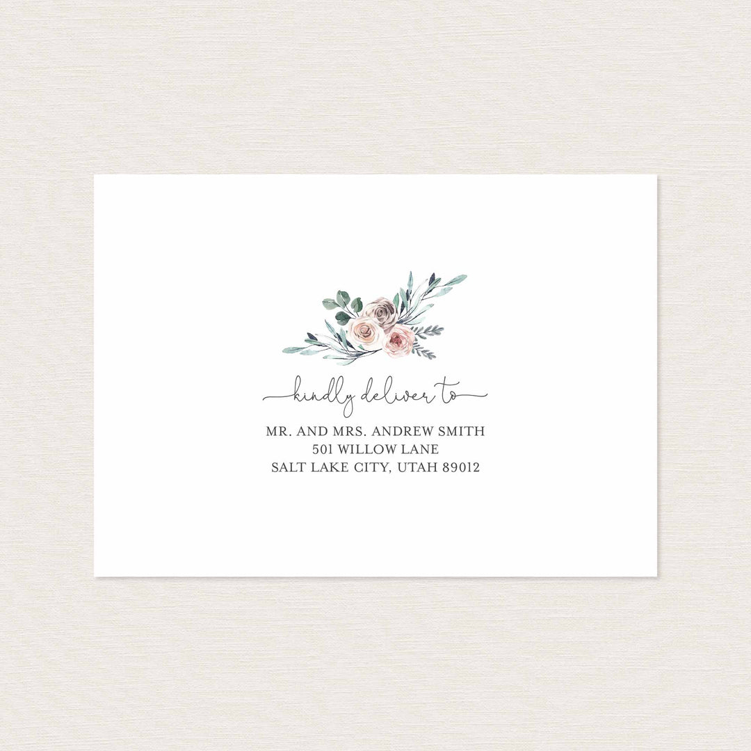 Boho Rose Wedding Envelope Addressing Printable