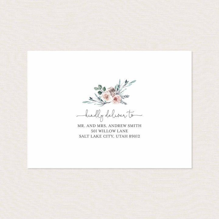 Boho Rose Wedding Envelope Addressing Printable