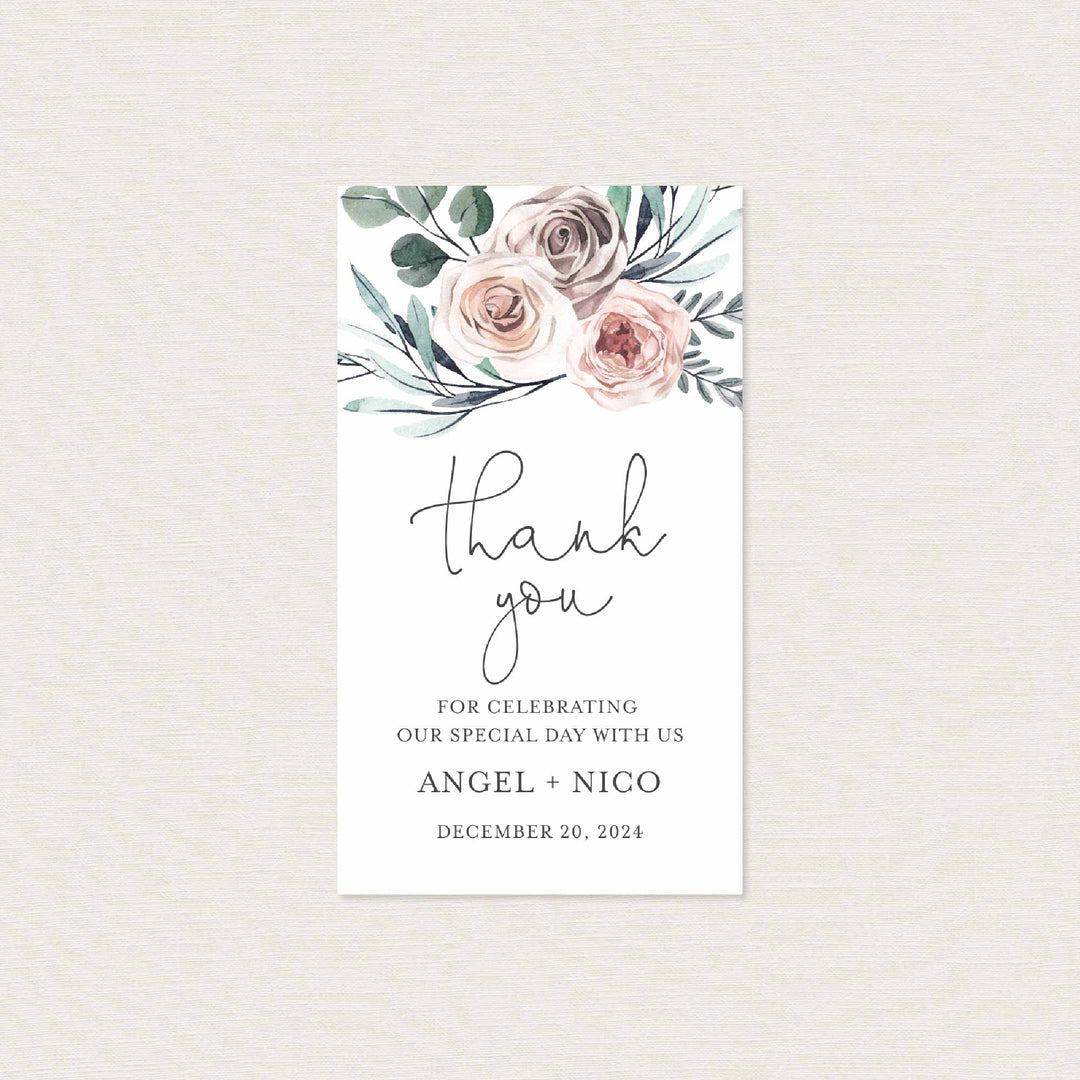 Boho Rose Wedding Favour Tag Printable