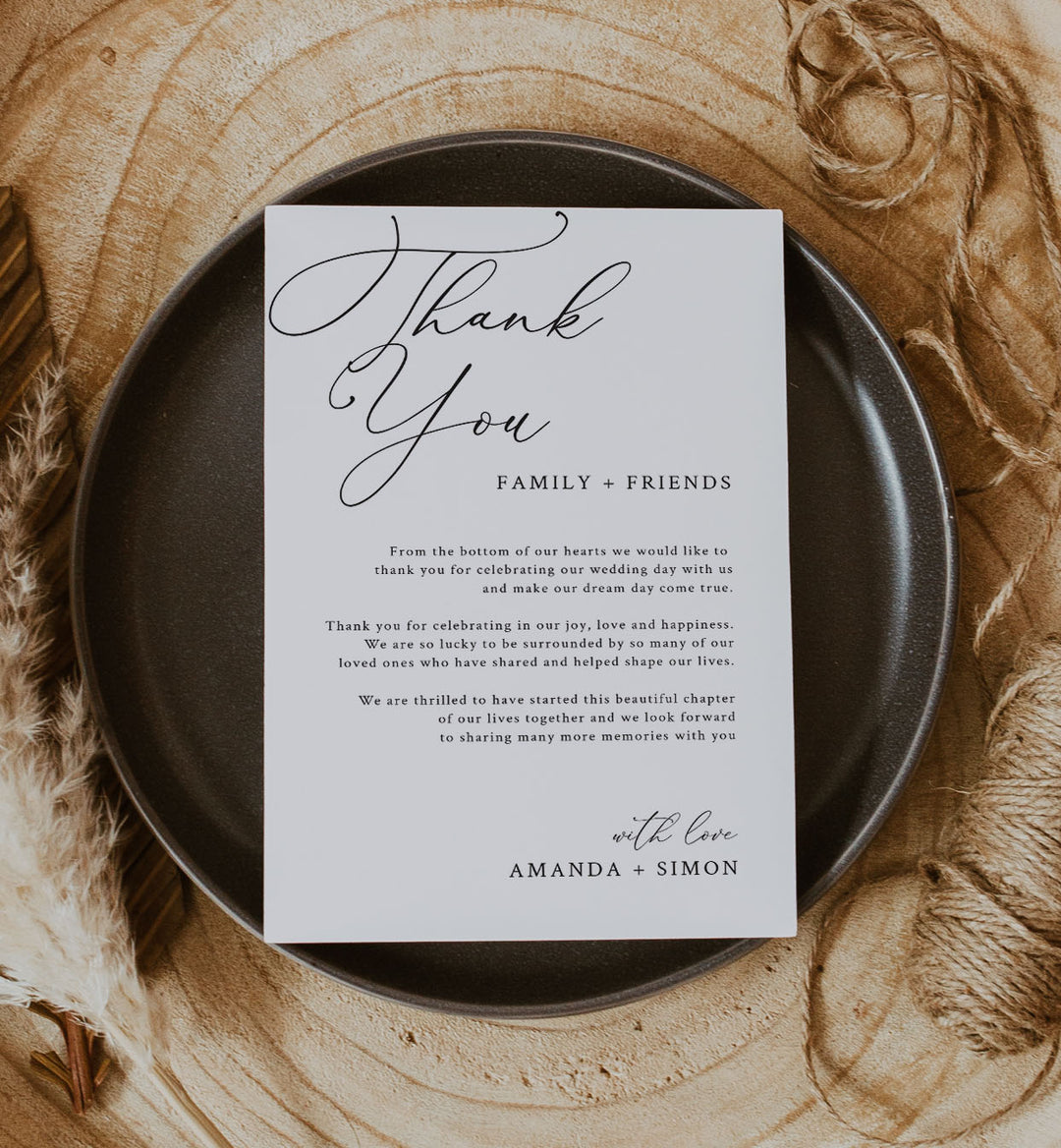 Modern Chic Wedding Thank You Note Printable