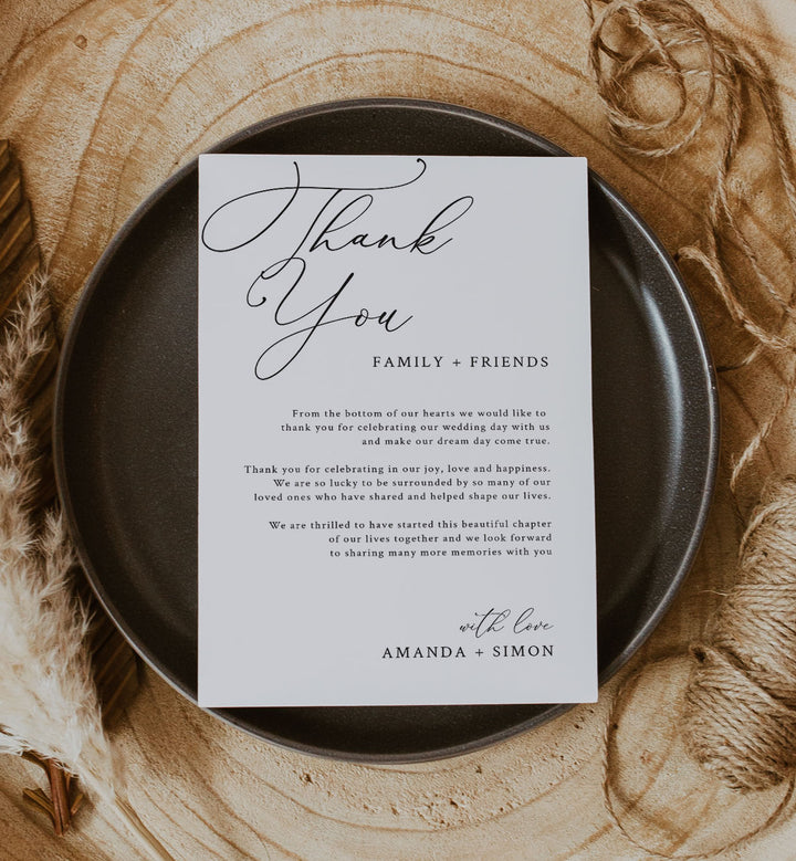 Modern Chic Wedding Thank You Note Printable