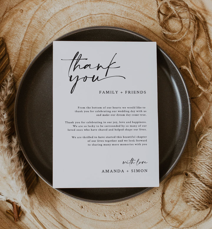 Handwritten Wedding Thank You Note Printable