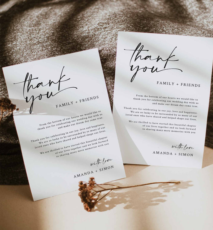 Handwritten Wedding Thank You Note Printable