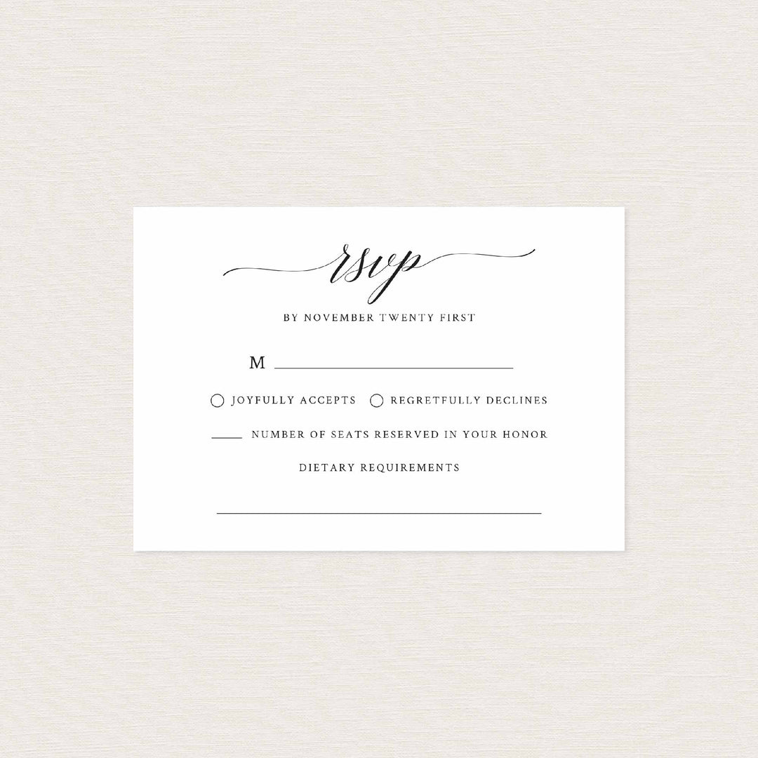 Simple Elegance Wedding RSVP Card Printable