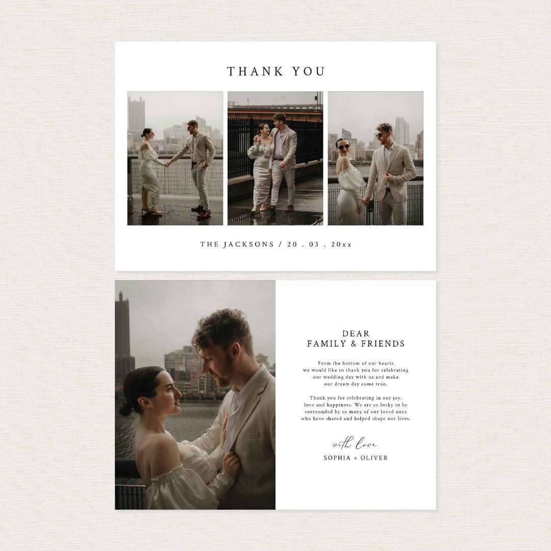 Modern Romantic Wedding Photo Thank You Card Printable