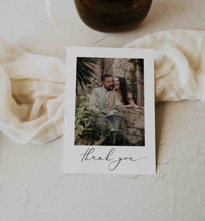 Modern Romantic Wedding Photo Thank You Card Printable