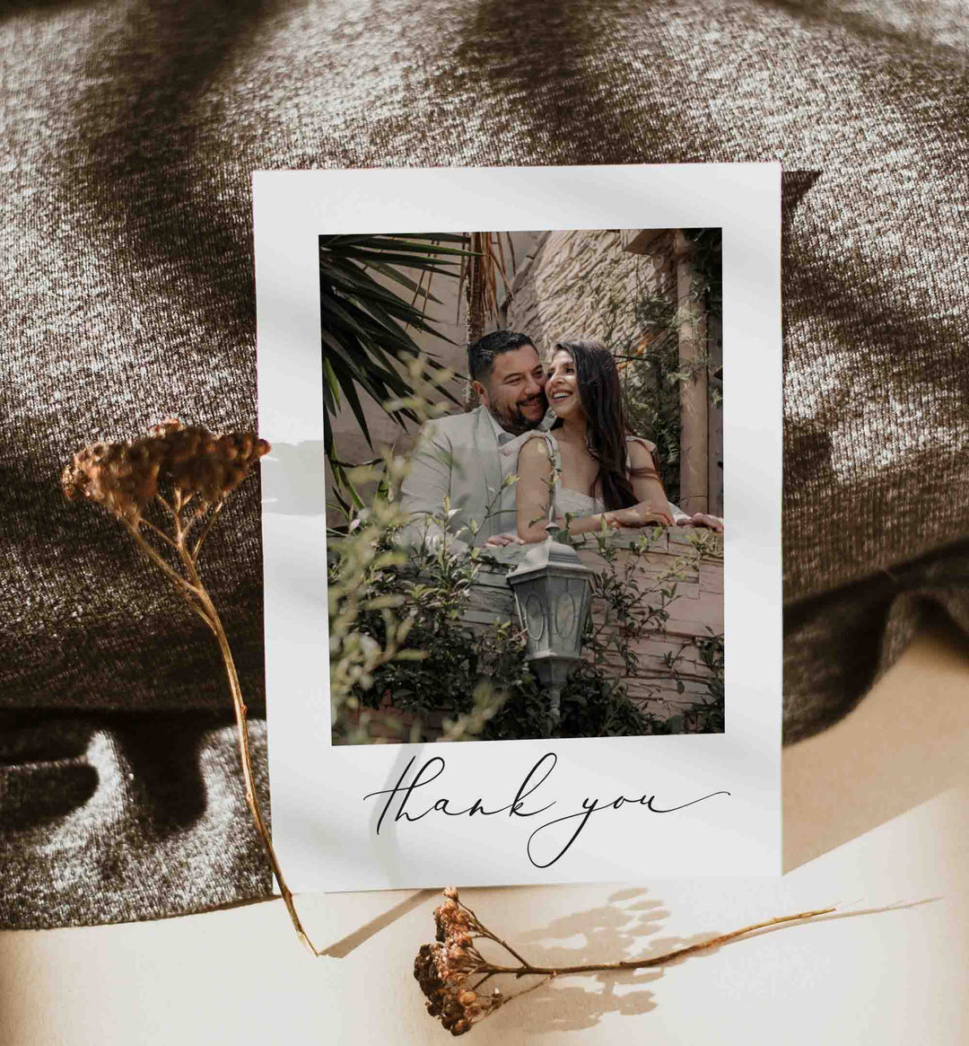 Modern Romantic Wedding Photo Thank You Card Printable