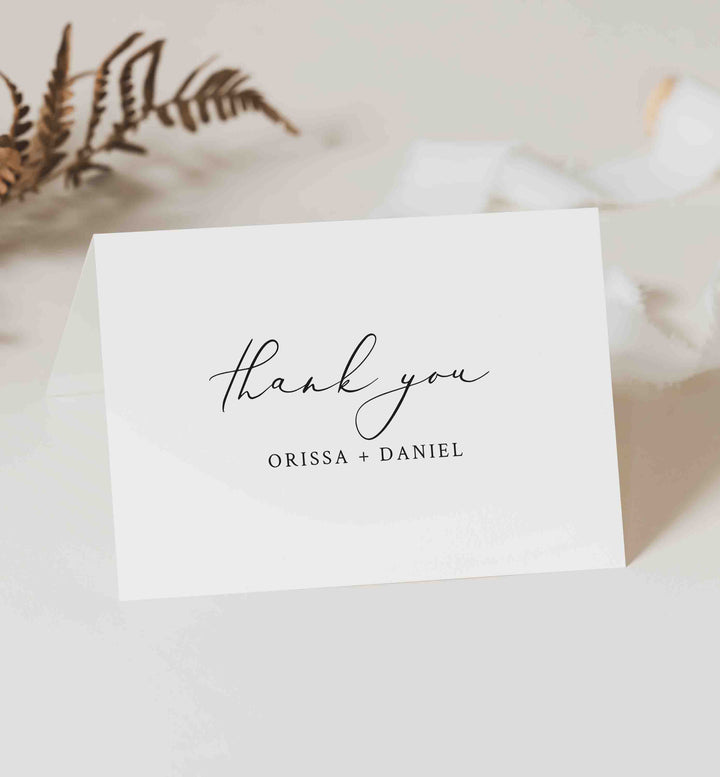 Modern Romantic Wedding Thank You Card Printable
