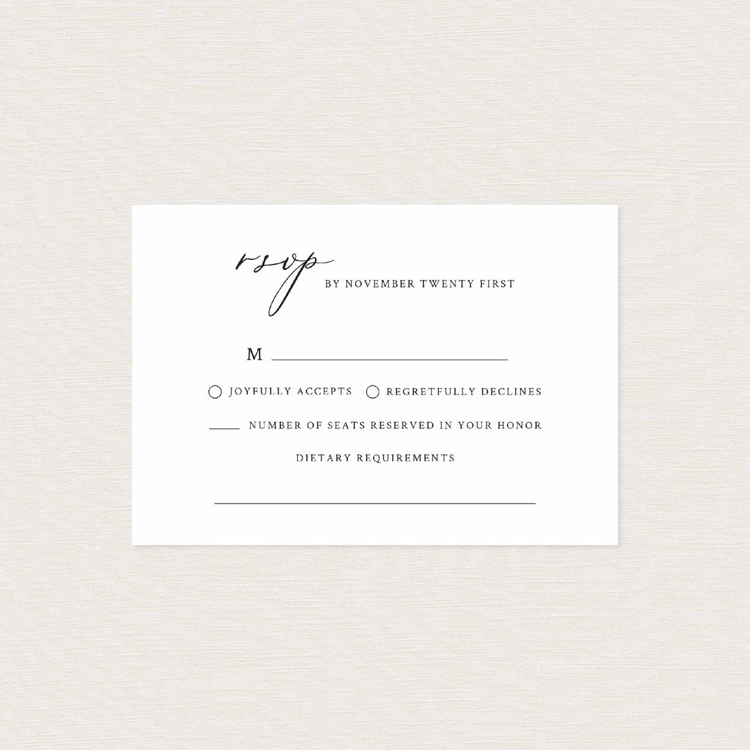 Modern Romantic Wedding RSVP Card Printable