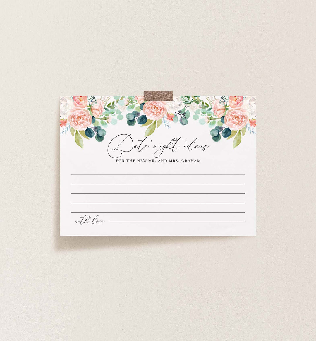 Blush Garden Wedding Date Night Ideas Printable