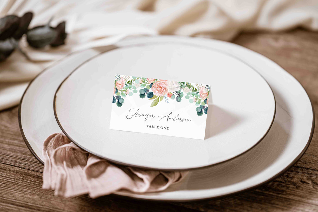 Blush Garden Wedding Place Card Printable