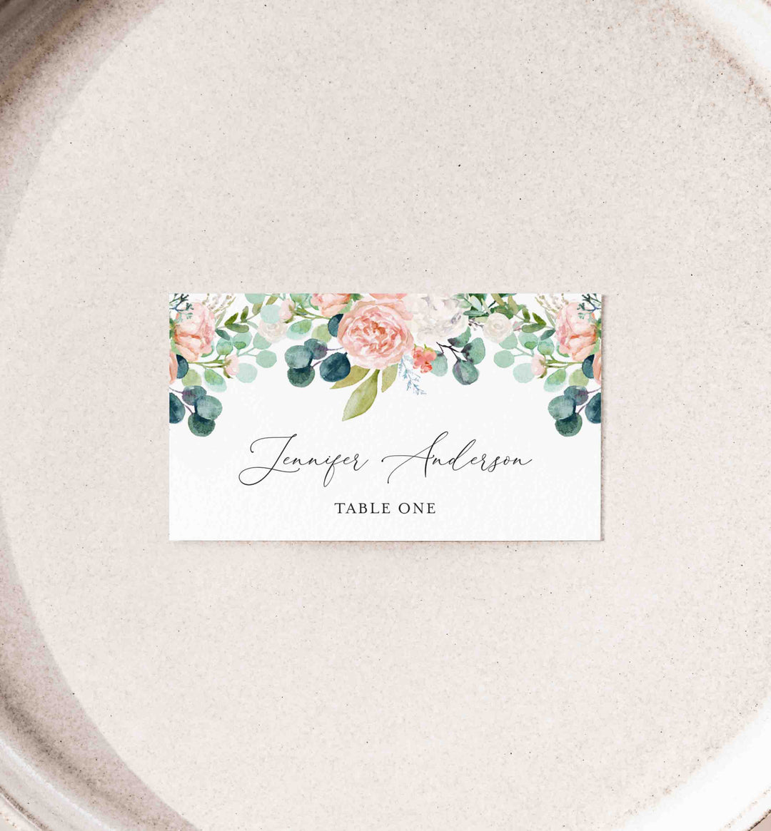Blush Garden Wedding Place Card Printable