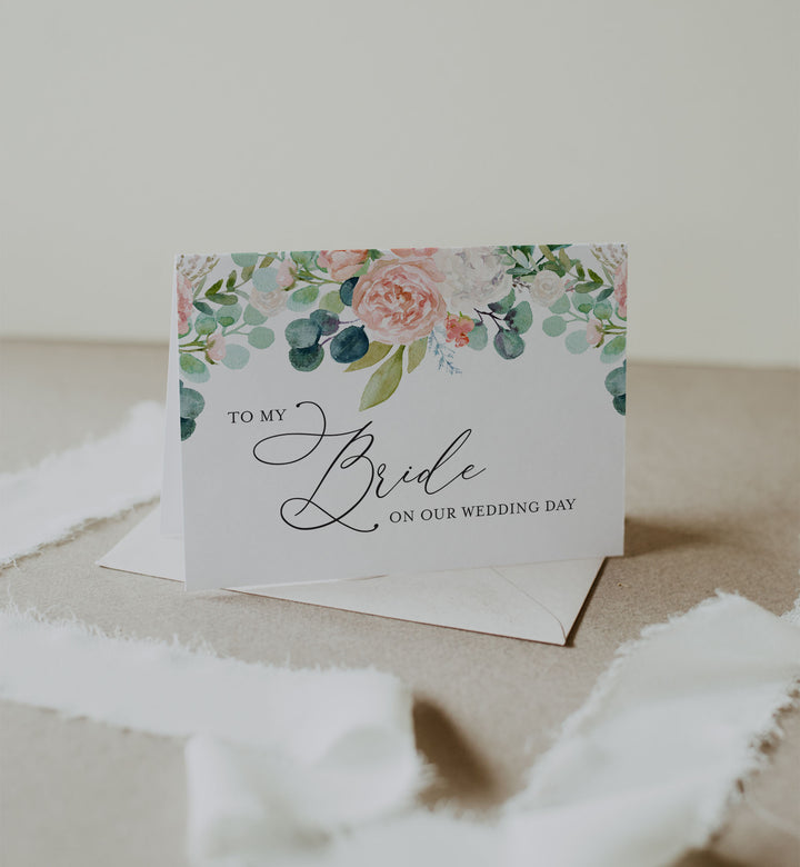 Blush Garden Wedding Day Card Printable