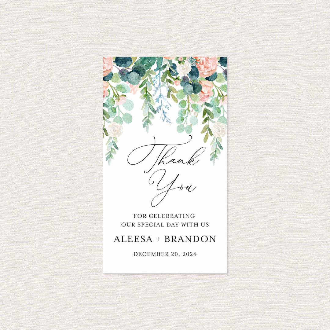 Blush Garden Wedding Favour Tag Printable