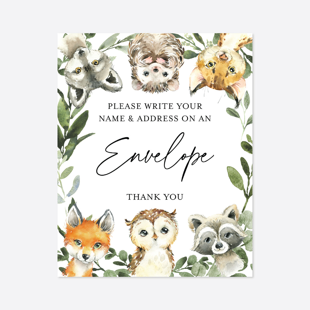 Little Woodland Baby Shower Address An Envelope Sign Printable