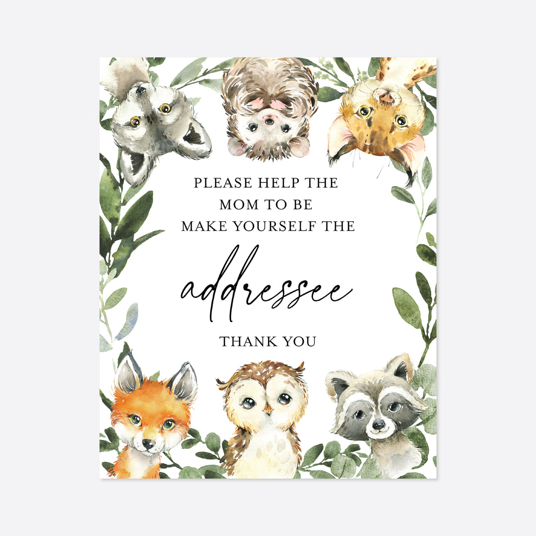 Little Woodland Baby Shower Address An Envelope Sign Printable