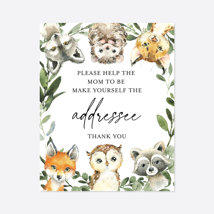 Little Woodland Baby Shower Address An Envelope Sign Printable