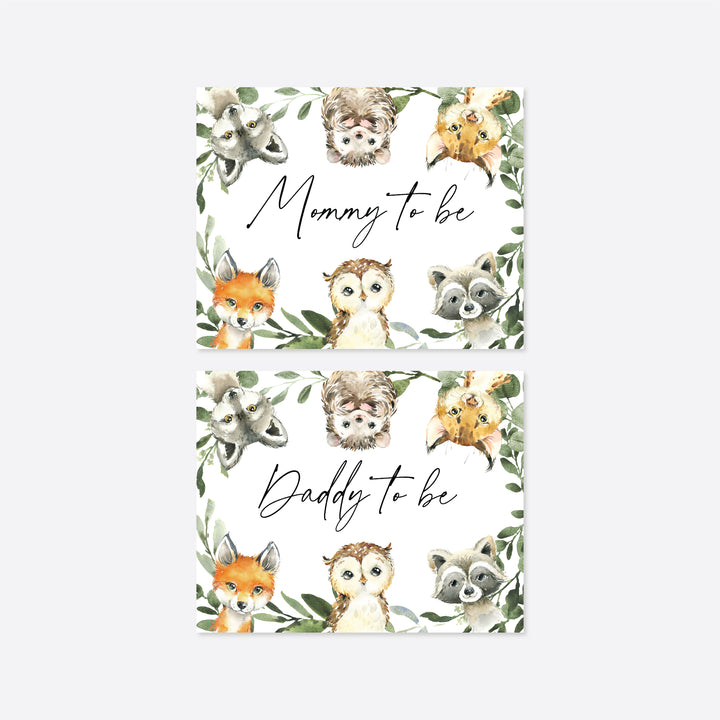 Little Woodland Mummy and Daddy To Be Chair Sign Printable
