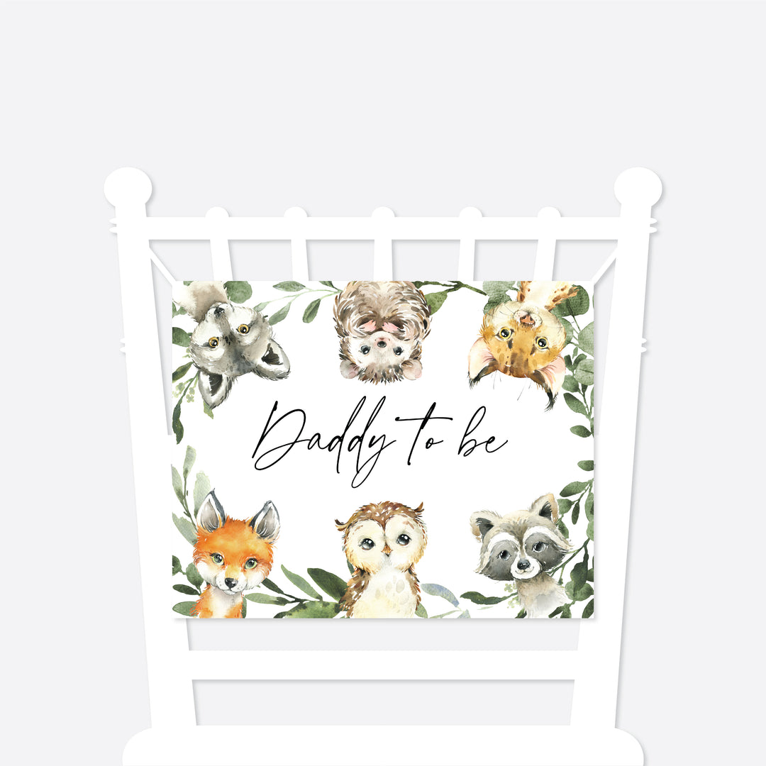 Little Woodland Mummy and Daddy To Be Chair Sign Printable
