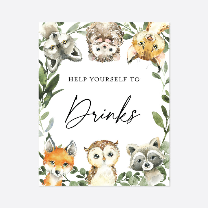 Little Woodland Baby Shower Food and Drinks Sign Printable