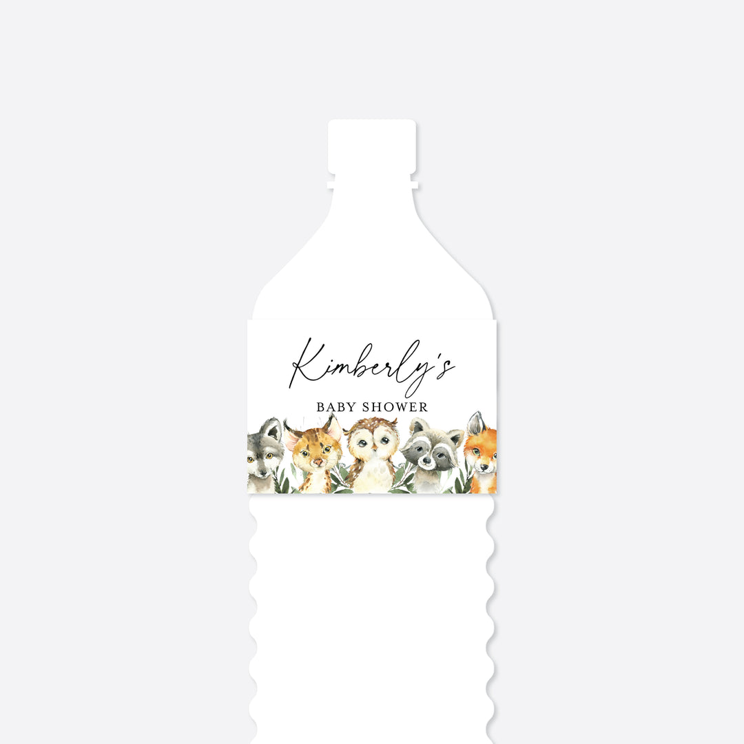 Little Woodland Baby Shower Water Bottle Label Printable